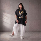 Damen Shirt Lagenlook Baumwolle Schwarz, A-Linie, Oversize große Größen – Funky Diva