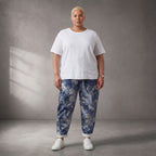 Leichte Karottenhose in Blau/Weiß im Lagenlook leger zeitlos mit softer Baumwolle neu
