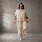 Zeitloses Creme Leinenhemd im Oversize Lagenlook leger ausgefallen mit weichen Taschen