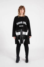  Pomme Rouge Shirt in gerader Form, aus Baumwolle, C6291, Schwarz-Silber, Buchstaben