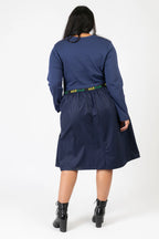  Kleid von Pomme Rouge aus Viskose, C6629, Blau-Multi, Muster, Schick, Modern, Bequem