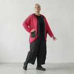 Zeitlos leichte Strickjacke im ausgefallenen Lagenlook mit luftigem Schalkragen und feiner Struktur, Fuchsia/Schwarz