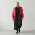 Zeitlos leichte Strickjacke im ausgefallenen Lagenlook mit luftigem Schalkragen und feiner Struktur, Fuchsia/Schwarz
