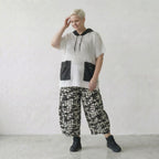 Leichtes Oversize Shirt im exklusiven Lagenlook aus feiner Baumwolle mit Lochstruktur, Weiß/Schwarz