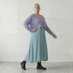 Stilvoller Lagenlook Überwurf aus feiner Baumwolle in kastiger Oversize-Form mit Loch Struktur, Flieder