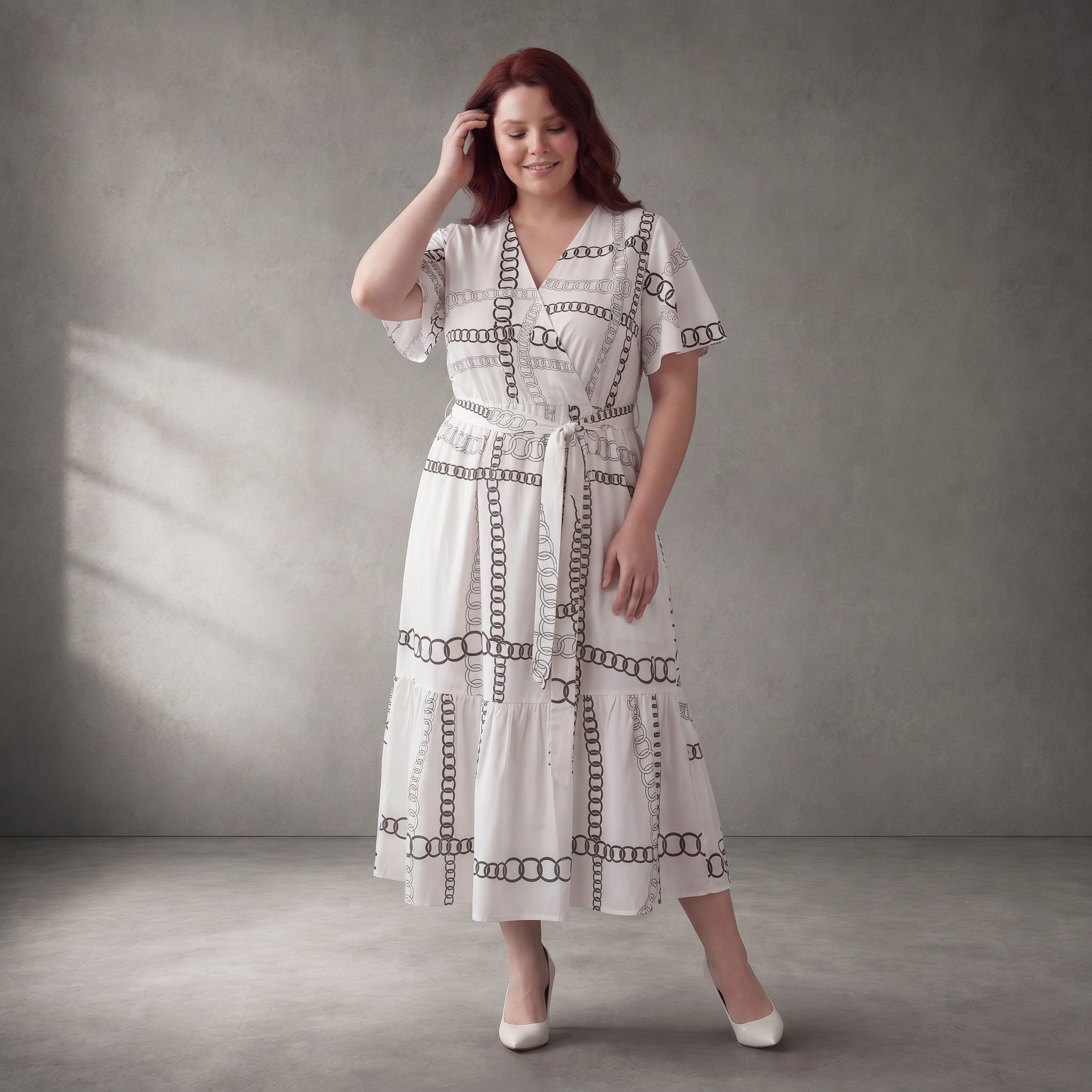 Zeitloses Weiß Schwarz Kleid in legerem Oversize Lagenlook mit A Linie und V Ausschnitt