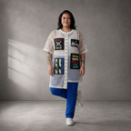 Leichtes weißes Netzshirt im Lagenlook Oversize leger ausgefallen mit Taschen luftig fein