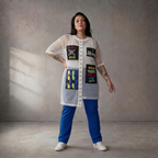 Leichtes weißes Netzshirt im Lagenlook Oversize leger ausgefallen mit Taschen luftig fein