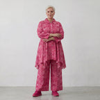 Lässig ausgestellte Glockenform Bluse aus feiner Popeline Baumwolle für ausgefallenen Lagenlook, Fuchsia