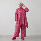 Lässig ausgestellte Glockenform Bluse aus feiner Popeline Baumwolle für ausgefallenen Lagenlook, Fuchsia