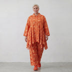 Ausgefallene Glockenform Bluse im lässigen Lagenlook aus leichter Baumwoll Popeline, Batik, Orange