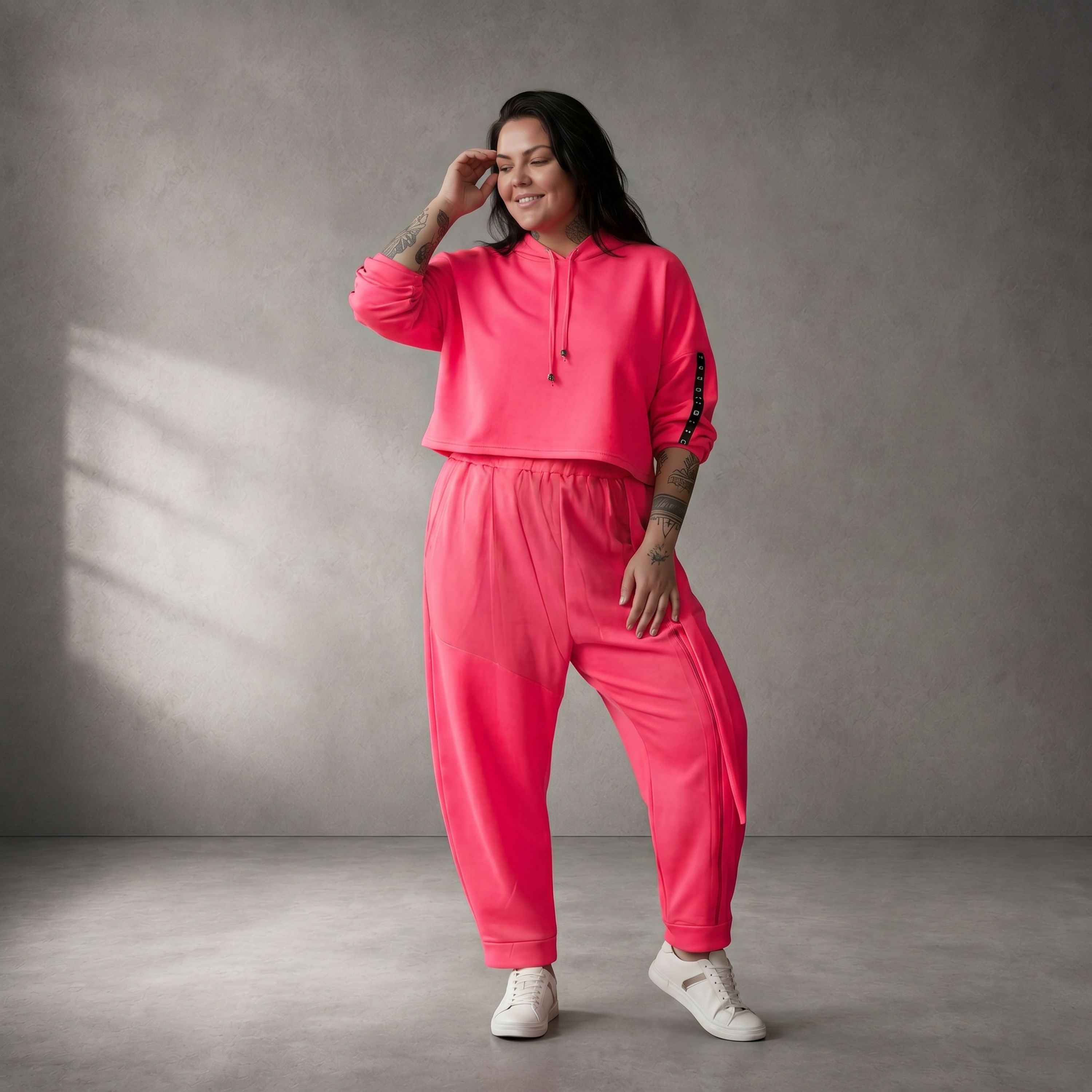 Damen Hose Lagenlook Pink, fließender femininer Schnitt, Oversize große Größen – Funky Diva
