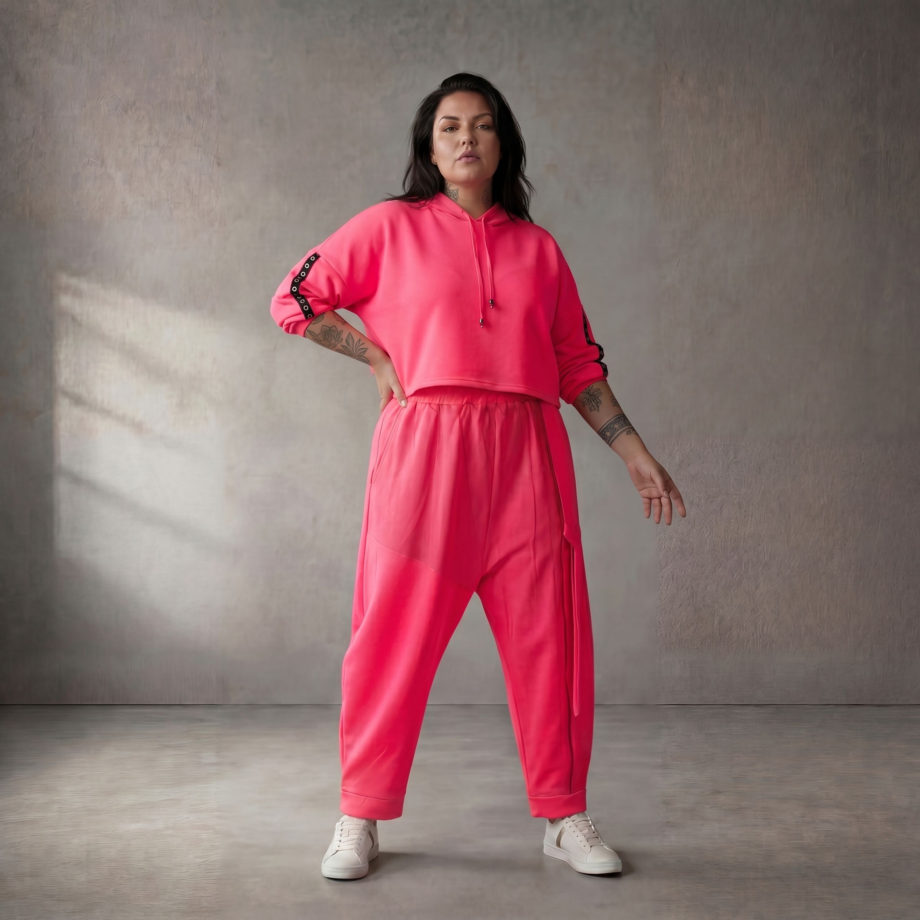 Damen Hose Lagenlook Pink, fließender femininer Schnitt, Oversize große Größen – Funky Diva