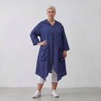 Zeitloser Oversize Lagenlook Mantel in DunkelblauWeiß Karo leger edel sommerlich weich