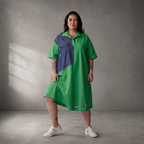 Fliessende Baumwolltunika in Grün Blau im Lagenlook Oversize leger zeitlos schick neu
