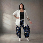 Zeitlose Lagenlook Oversize Balloonhose in Schwarz Weiß Blau leger sehr stilvoll Viskose
