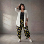Ausgefallene Ballonhose in Schwarz Weiß Gelb Viskose leicht leger Lagenlook Oversize cool