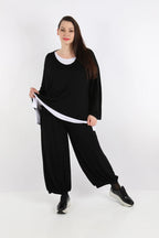 Ballonhose von AKH Fashion aus Viskose, 1233.08067, Schwarz, Ausgefallen, Zeitlos, Schick