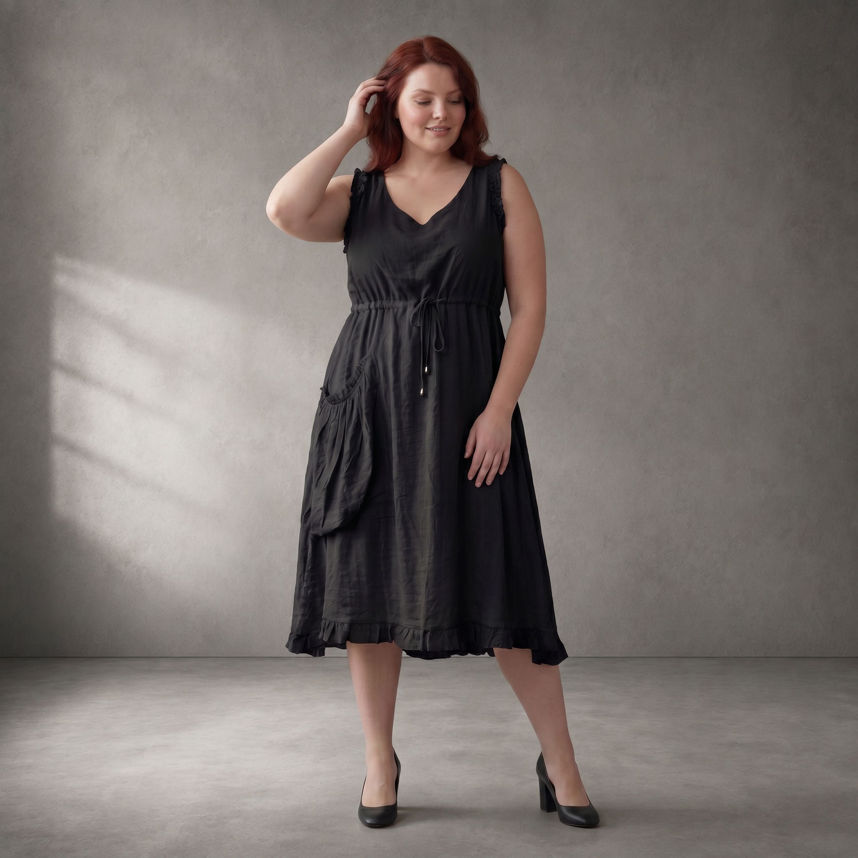 Tunika Schwarz im Lagenlook weich fliessend leger Oversize A-Linie zeitlos modern chic