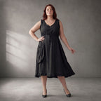 Tunika Schwarz im Lagenlook weich fliessend leger Oversize A-Linie zeitlos modern chic