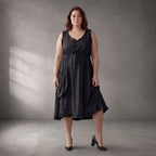 Tunika Schwarz im Lagenlook weich fliessend leger Oversize A-Linie zeitlos modern chic