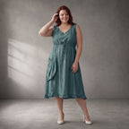 Hellblau Viskosetunika im Lagenlook A-Linie leger zeitlos fliessend Sommerstyle Oversize
