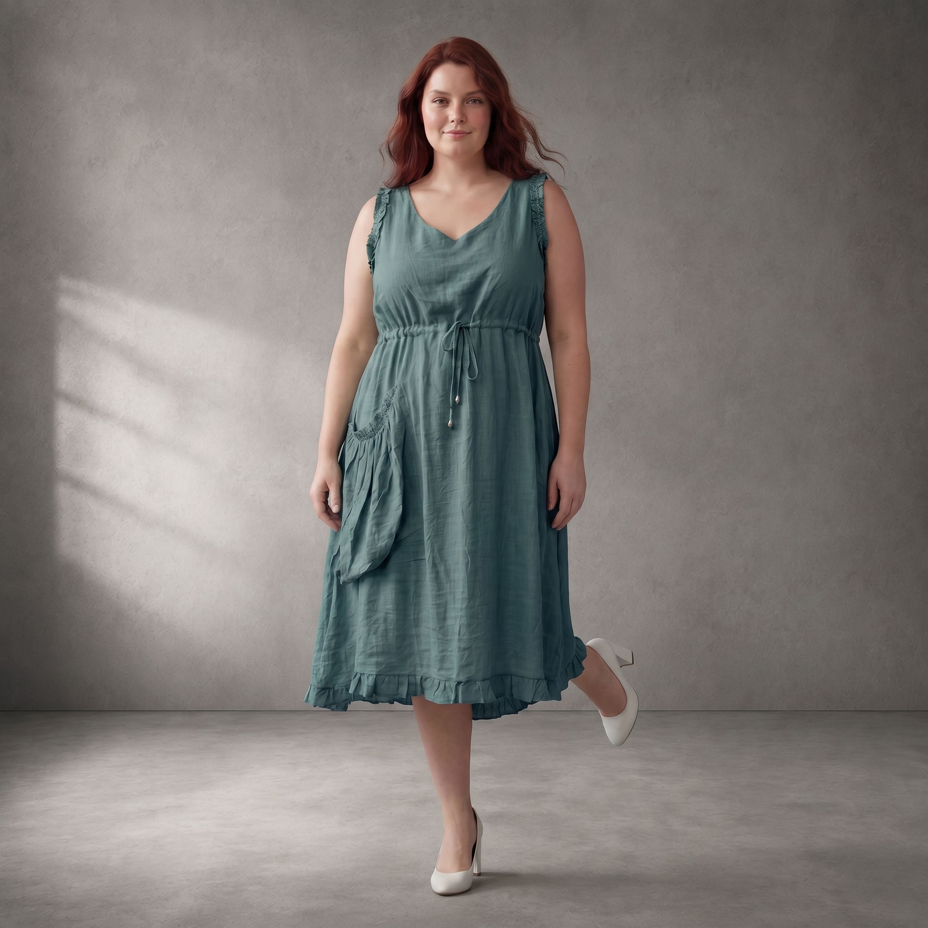 Hellblau Viskosetunika im Lagenlook A-Linie leger zeitlos fliessend Sommerstyle Oversize