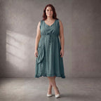 Hellblau Viskosetunika im Lagenlook A-Linie leger zeitlos fliessend Sommerstyle Oversize