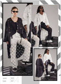  H4 Fashion Mantel in Vokuhila-Form, aus Materialmix, 2520, Schwarz, Ausgefallen, Zeitlos