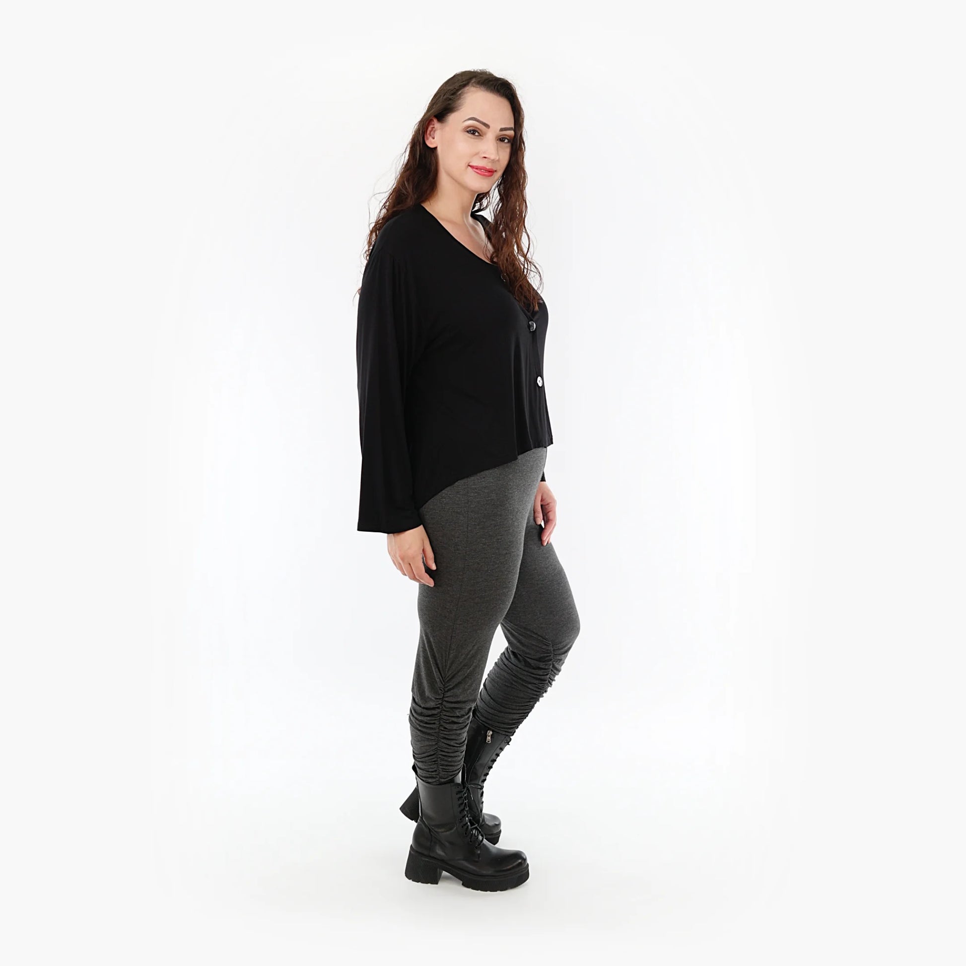  Gerafft Leggings von AKH Fashion aus Viskose, 1233.06580, Grau, Unifarben, Schick, Modern