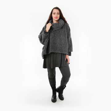  Bigshirt von AKH Fashion aus Materialmix in kastiger Form, 1360.03019, Dunkelgrau, Schick