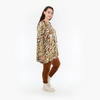  A-Form Bigshirt von AKH Fashion aus Viskose, 1355.00593, Olive-Cognac-Weiß, Muster, Schick