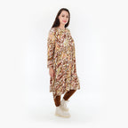  Ballonkleid von AKH Fashion aus Viskose, 1355.06698, Cognac-Rose-Weiß, Muster, Schick