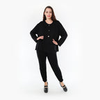 AKH Fashion Jacke in gerundeter Form, aus Bambus, 1356.00130, Schwarz, Schick, Modern
