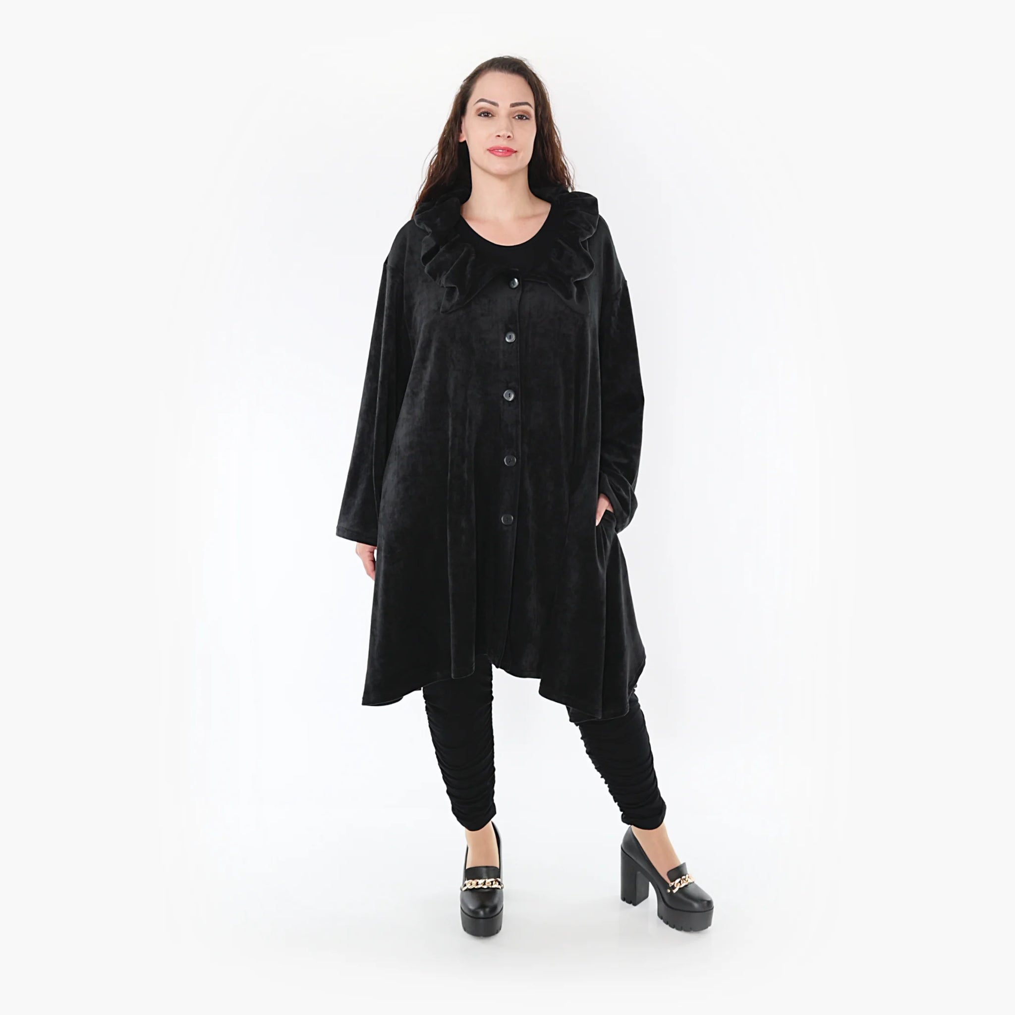  Stilvolle Fleecejacke mit gerafftem Kragen und Lagenlook für einen lässigen Oversize-Stil