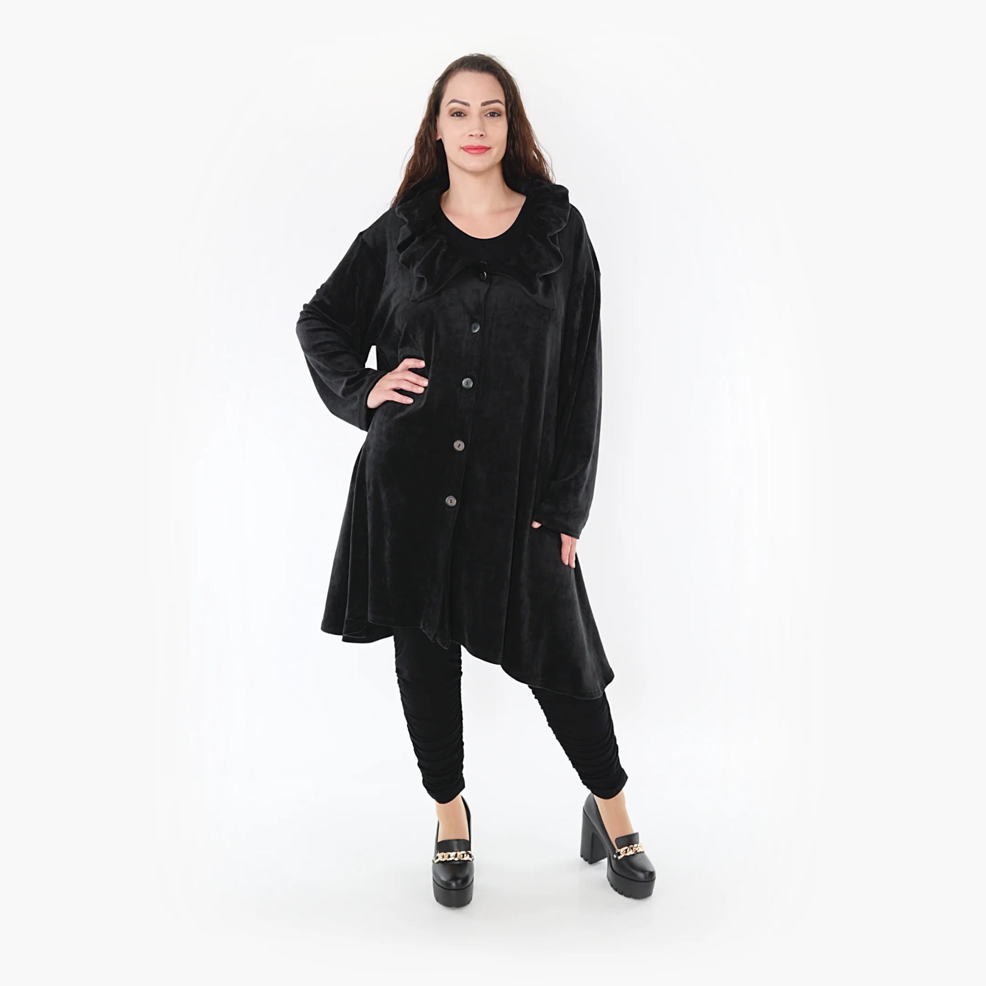  Stilvolle Fleecejacke mit gerafftem Kragen und Lagenlook für einen lässigen Oversize-Stil