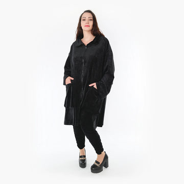  Stylischer Vokuhila-Mantel aus weichem Fleece in lässigem Plus Size für einen modernen Look