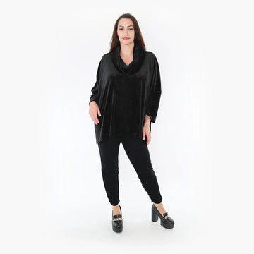 Bigshirt from AKH Fashion made of polyester in a boxy shape, 1368.03019, black, stylish, modern 