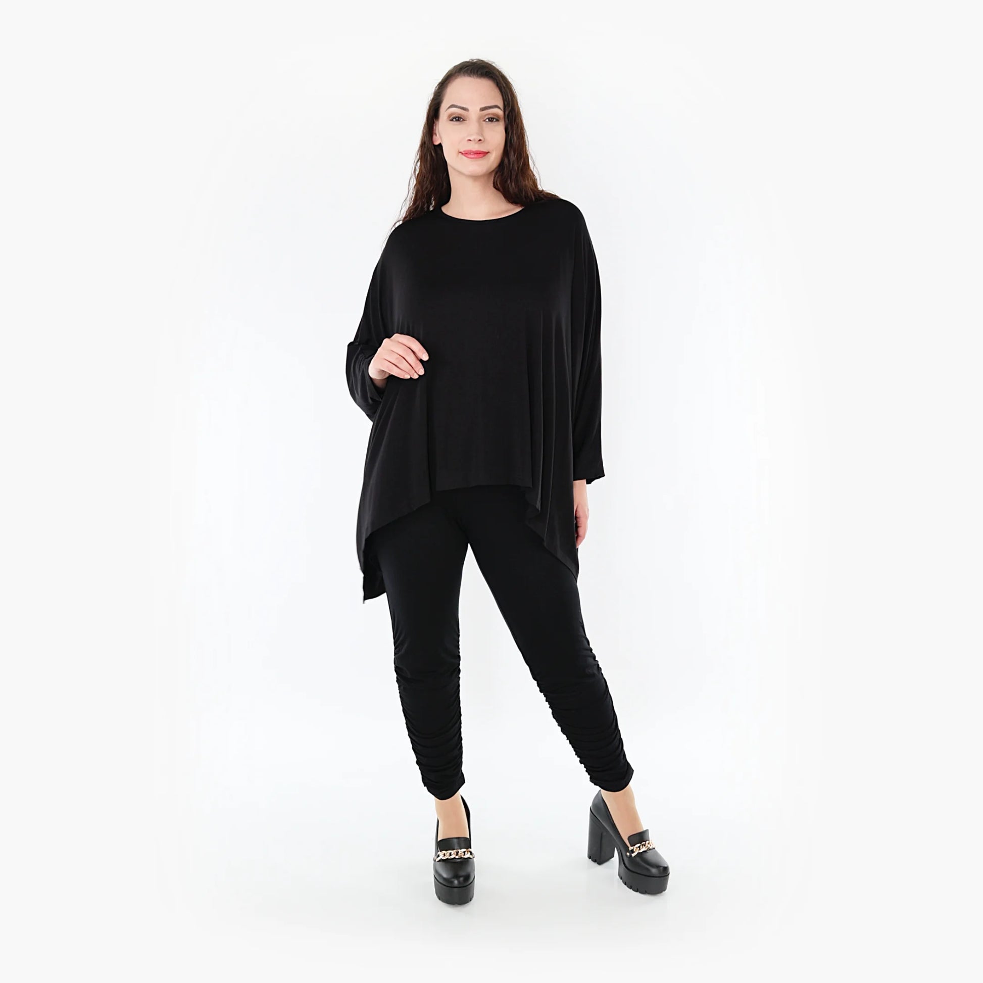  Bigshirt von AKH Fashion aus Bambus in kastiger Form, 1356.06307, Schwarz, Unifarben, Schick