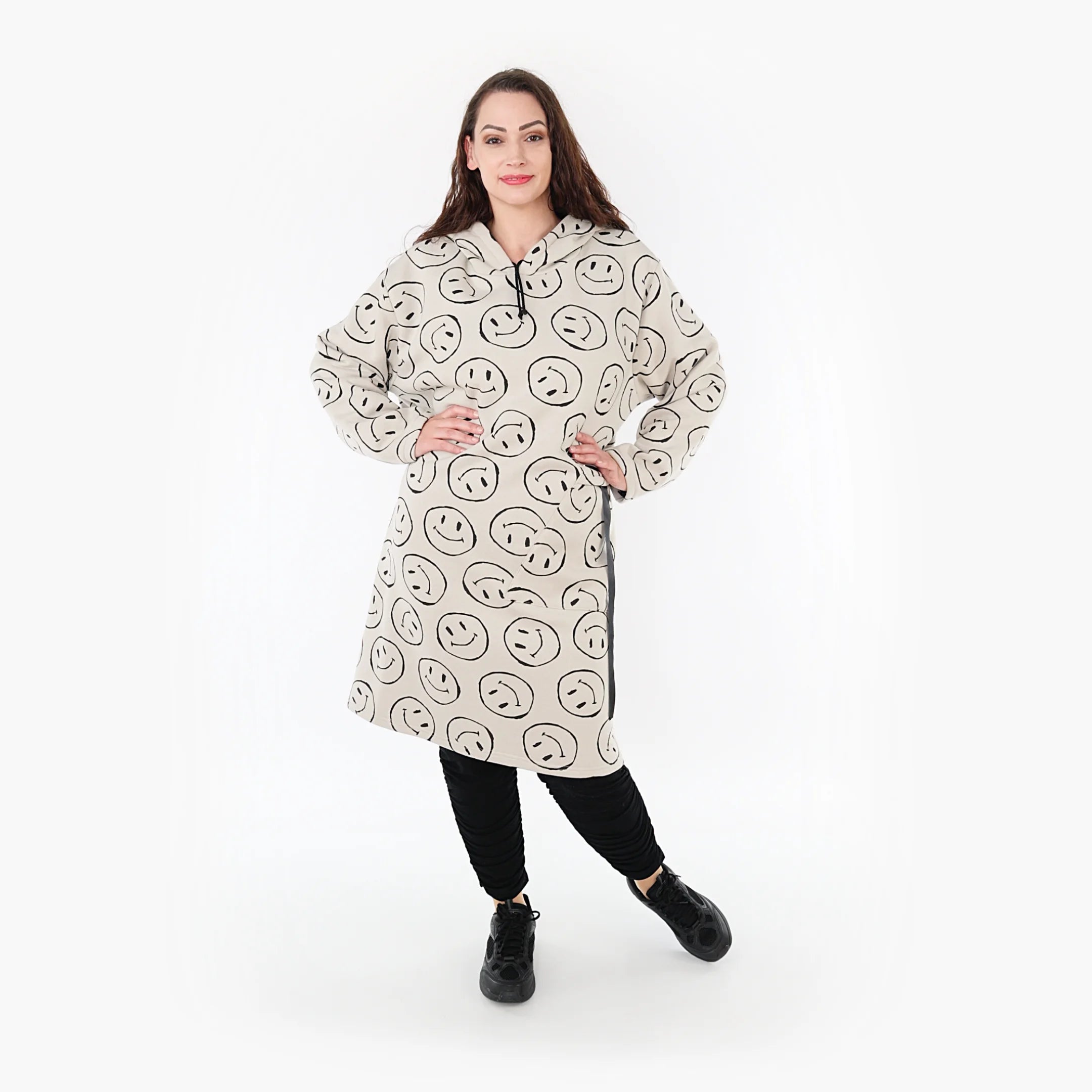  A-Form Bigshirt von AKH Fashion aus Baumwolle, 1361.06989, Beige-Schwarz, Schick, Modern