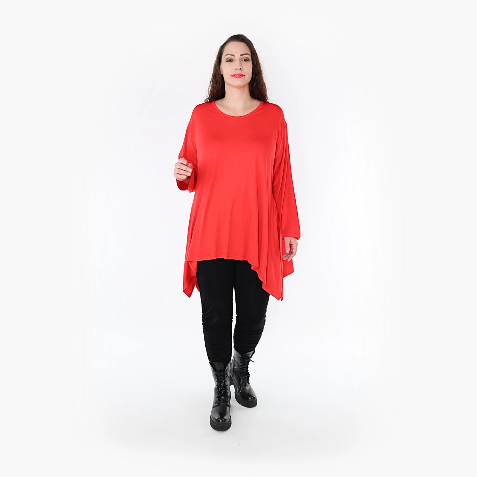  A-Form Shirt von AKH Fashion aus Viskose, 1233.1019L, Rot, Unifarben, Ausgefallen, Modern