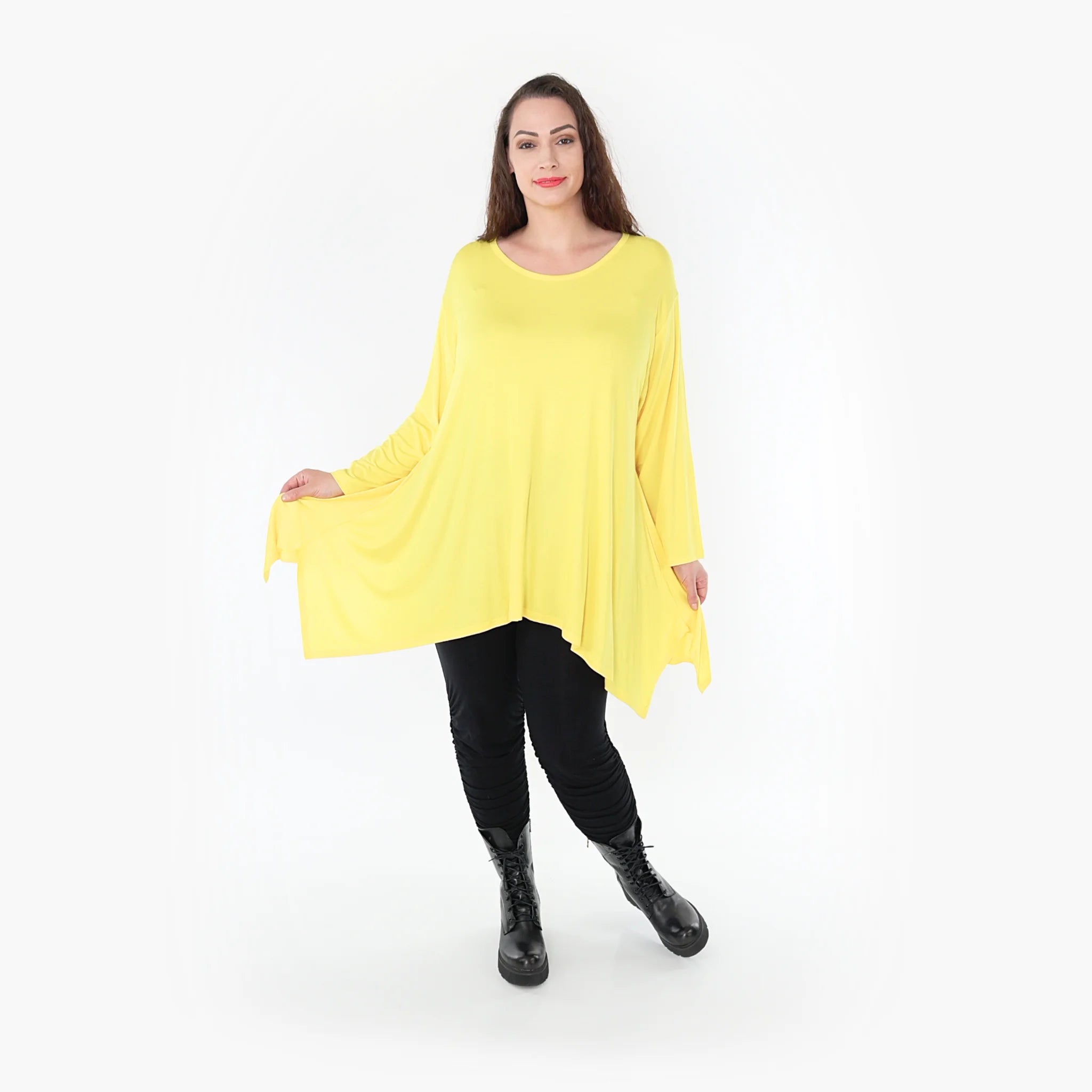  A-Form Shirt von AKH Fashion aus Viskose, 1233.1019L, Gelb, Schick, Modern, Bequem