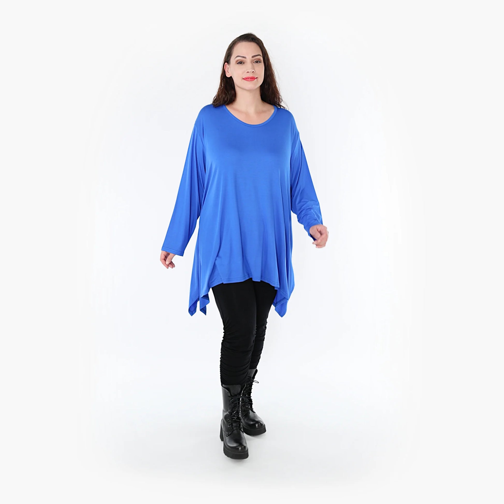  A-Form Shirt von AKH Fashion aus Viskose, 1233.1019L, Royalblau, Unifarben, Ausgefallen