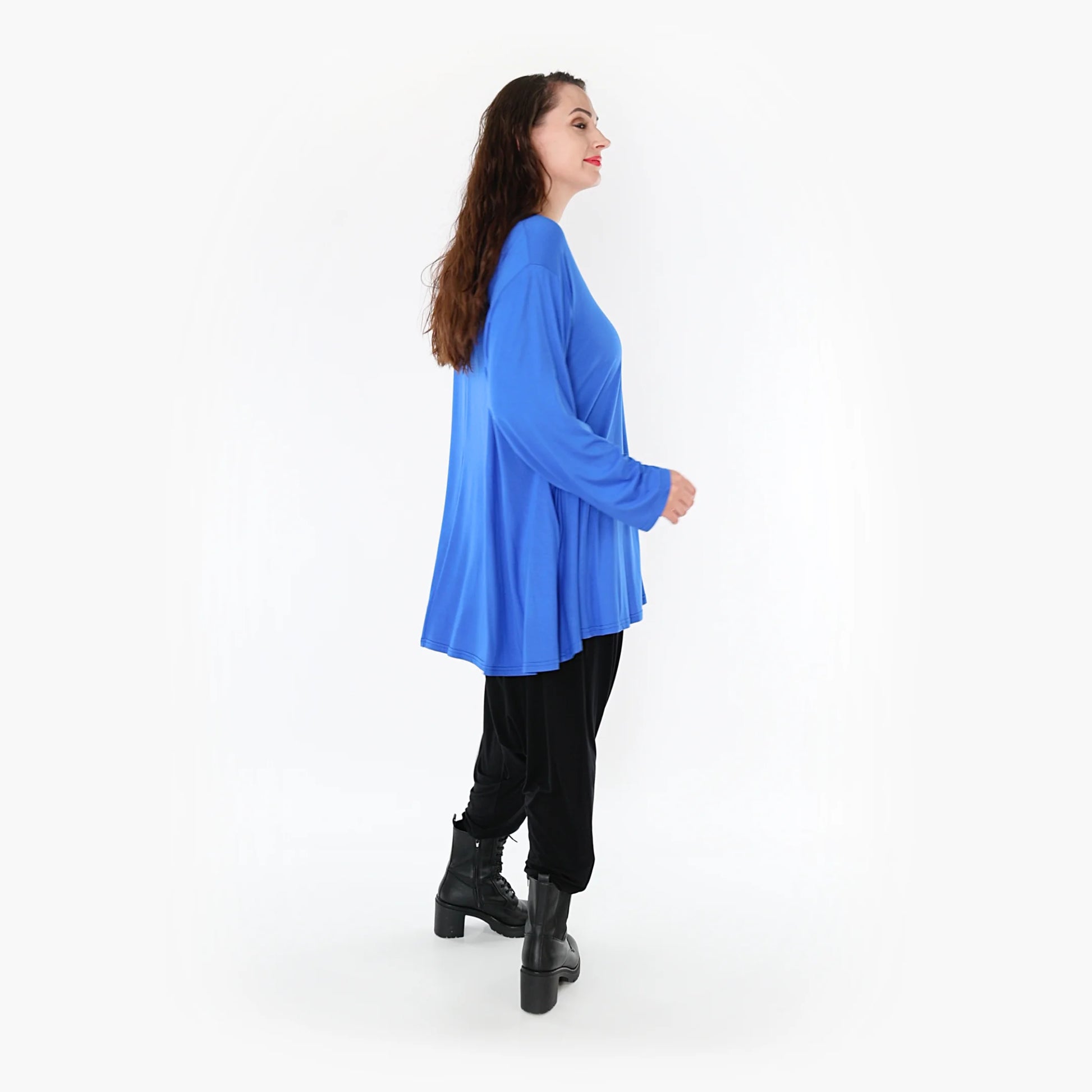  Shirt von AKH Fashion aus Viskose in Glocken-Form, 1233.1892L, Royalblau, Schick, Modern