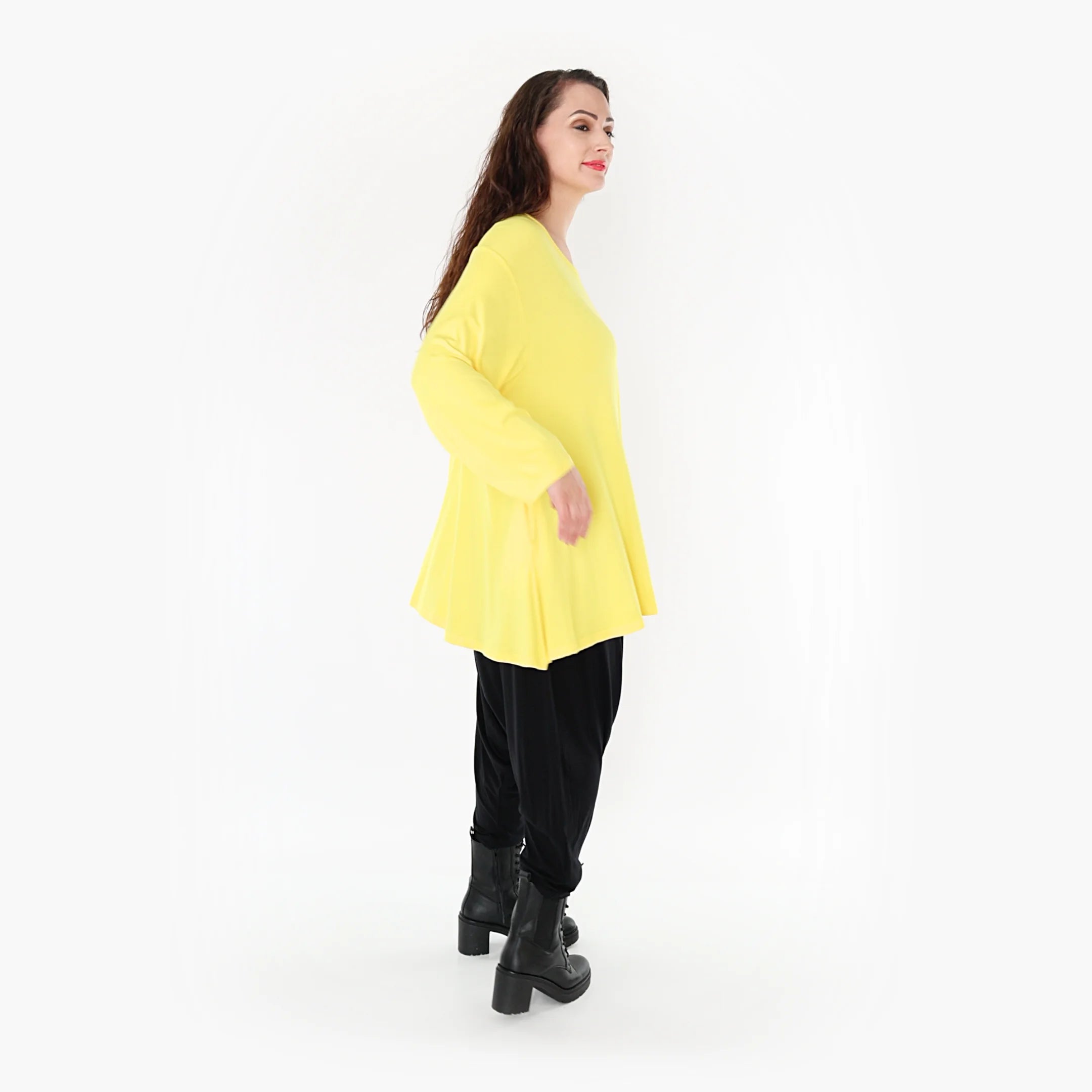  AKH Fashion Shirt in Glocken-Form, aus Viskose, 1233.1892L, Gelb, Schick, Modern, Bequem