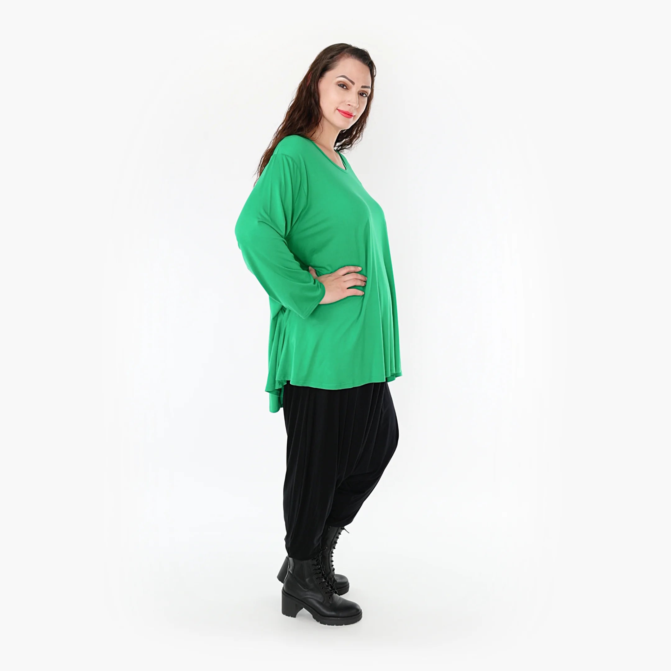  AKH Fashion Shirt in Glocken-Form, aus Viskose, 1233.1892L, Grün, Schick, Modern, Bequem