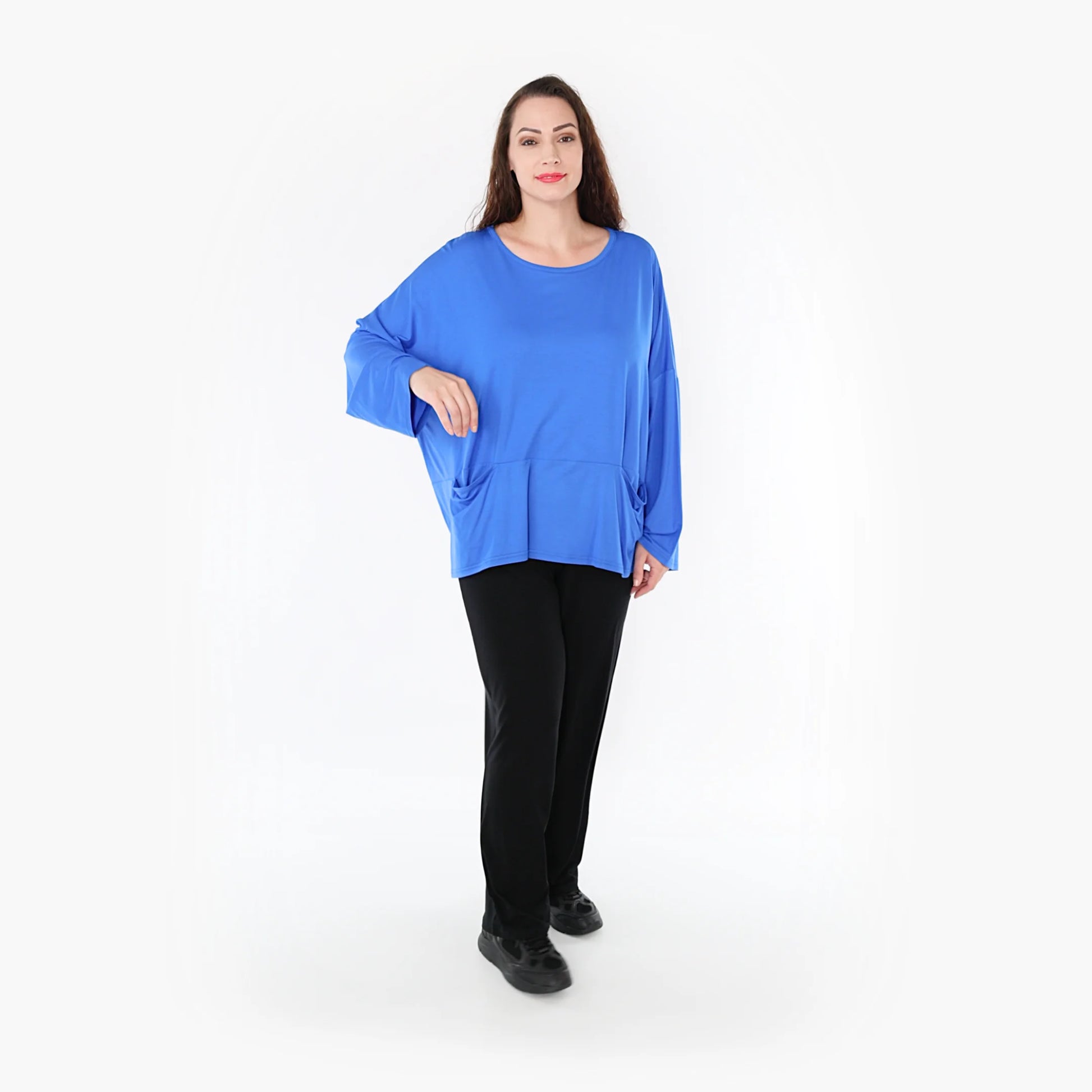  Bigshirt von AKH Fashion aus Viskose in kastiger Form, 1233.6888L, Royalblau, Schick, Modern