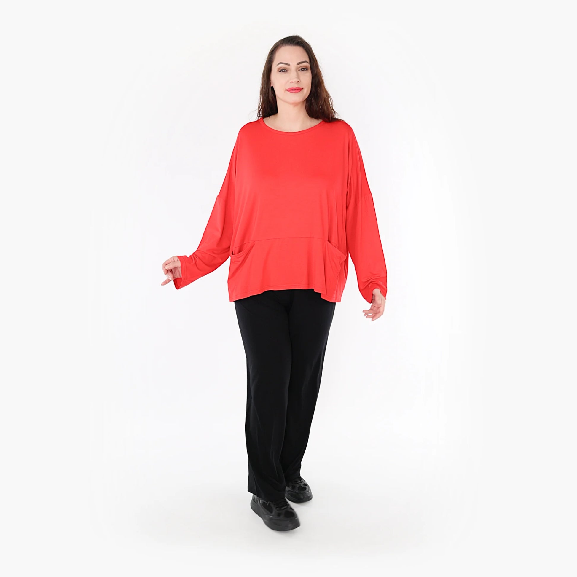  Bigshirt von AKH Fashion aus Viskose in kastiger Form, 1233.6888L, Rot, Unifarben, Schick