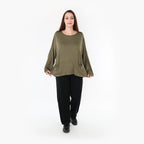  AKH Fashion Bigshirt in kastiger Form, aus Viskose, 1233.6888L, Olive, Schick, Modern, Bequem