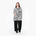  A-Form Bigshirt von AKH Fashion aus Viskose, 1354.00593, Weiß-Schwarz, Blumen, Schick